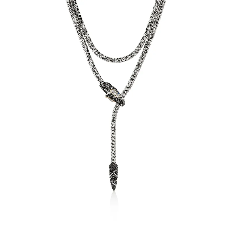 handcrafted raw crystal pendant Naga Lariat, Gold, Silver, Diamonds