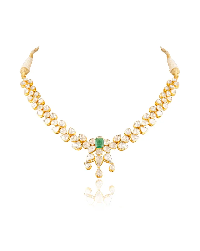 opal gemstone halo ring Naina Polki And Diamond Necklace