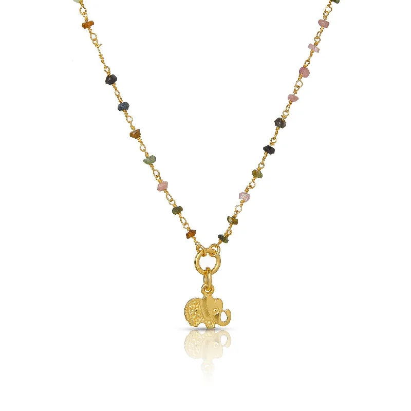 dainty opal nose ring Collar Ananda 18K Gold Plated Necklace w. Tourmaline