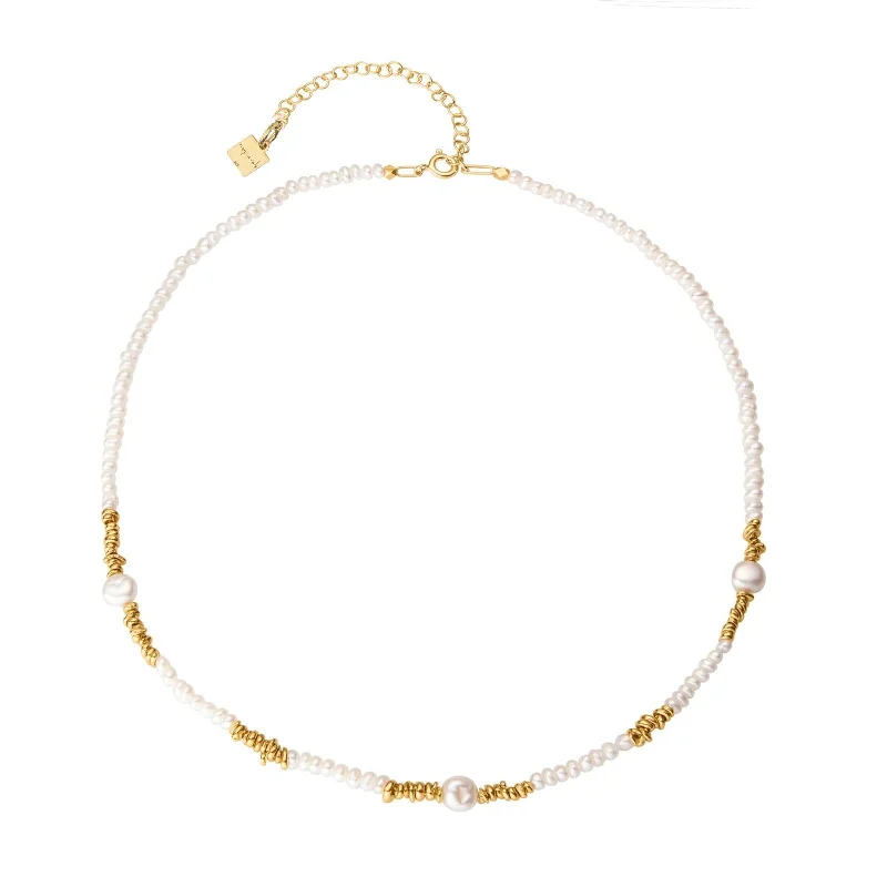 chunky gemstone cuff bracelet Collar Greta 18K Gold Plated Necklace w. Pearls