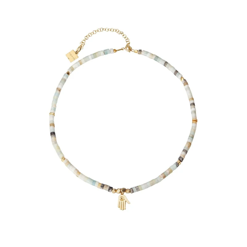 sterling silver arrow ring Pukar Fatima Hand 18K Gold Plated Necklace w. Amazonite