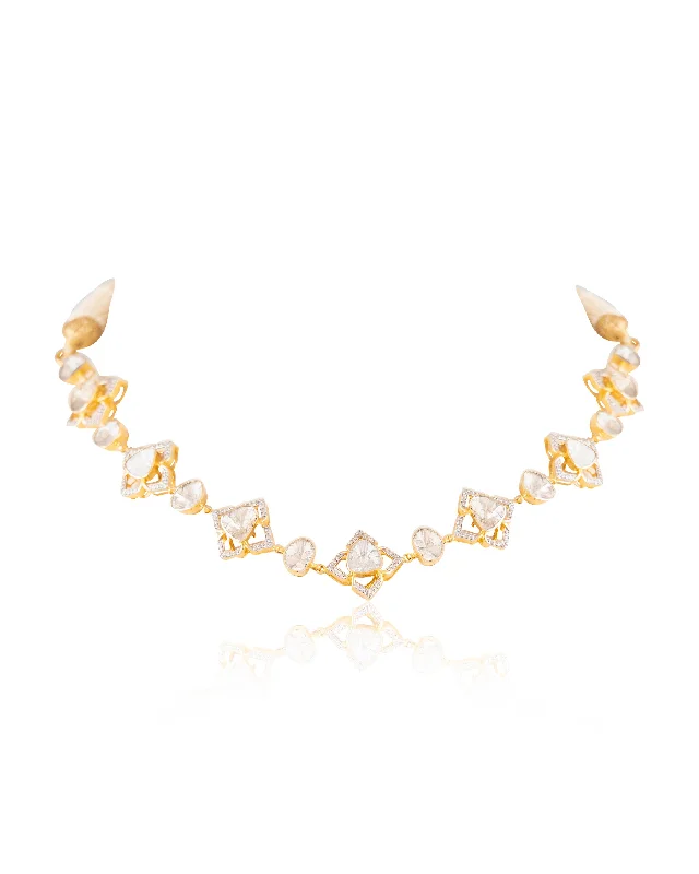 bohemian gemstone choker Naoma Polki And Diamond Choker