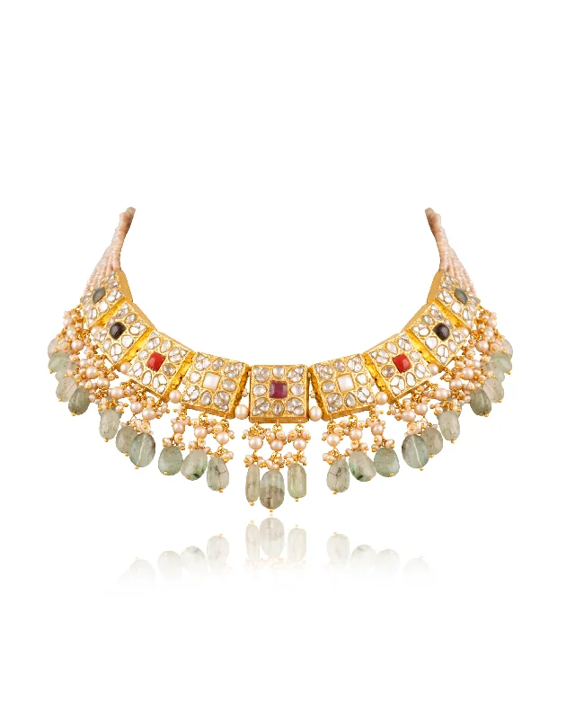 silver anklet with charms Navneeta Polki Necklace