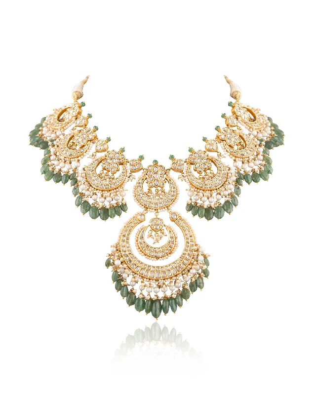 vintage art deco engagement ring Neha Polki Necklace