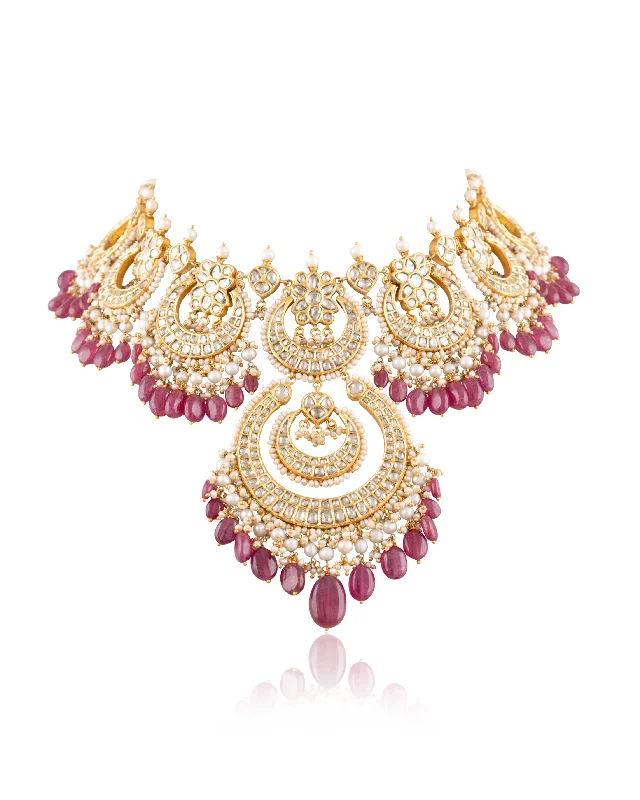 heart pendant necklace gold Neha Polki Necklace
