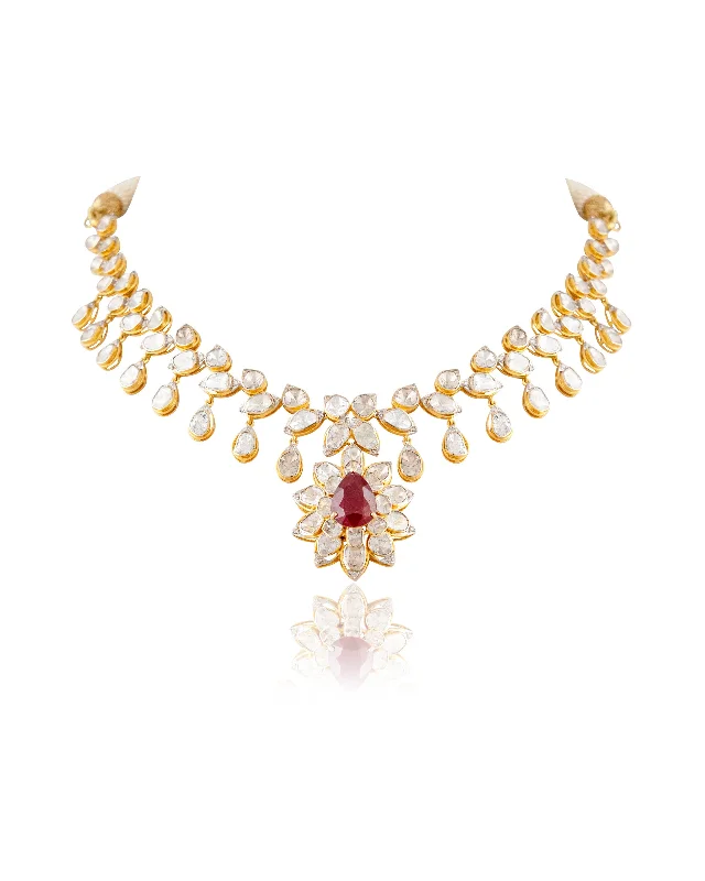 dainty gold chain earrings Nia Polki And Diamond Necklace