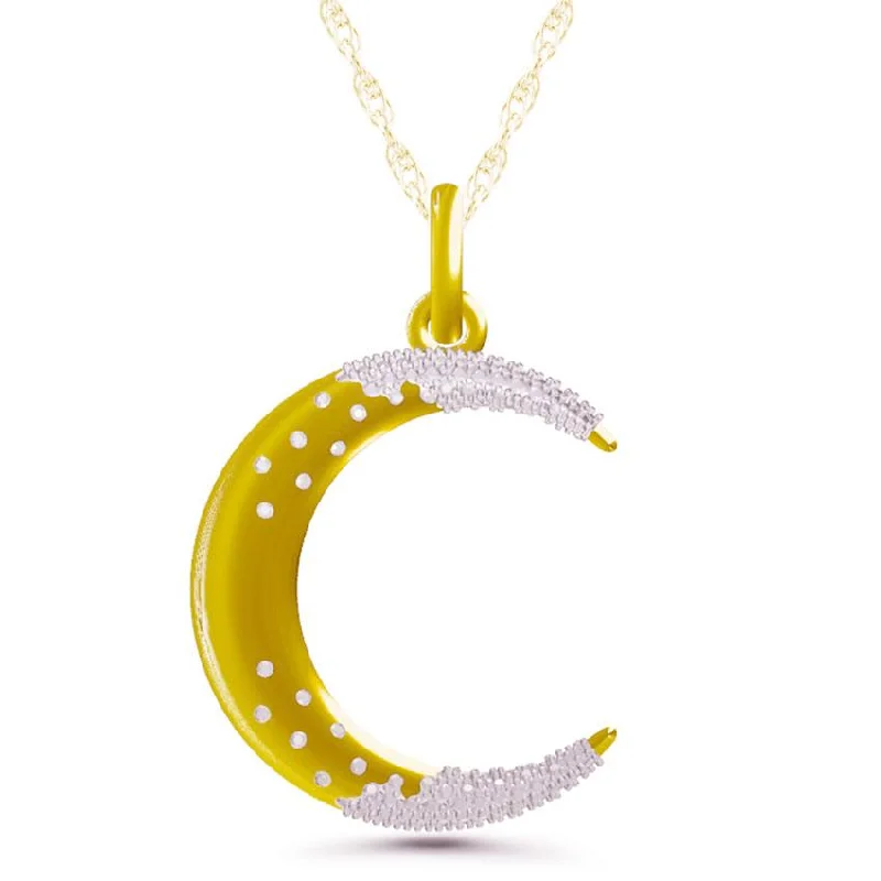 custom gold name necklace NIGHT SKY CRESCENT MOON DIAMOND PENDANT