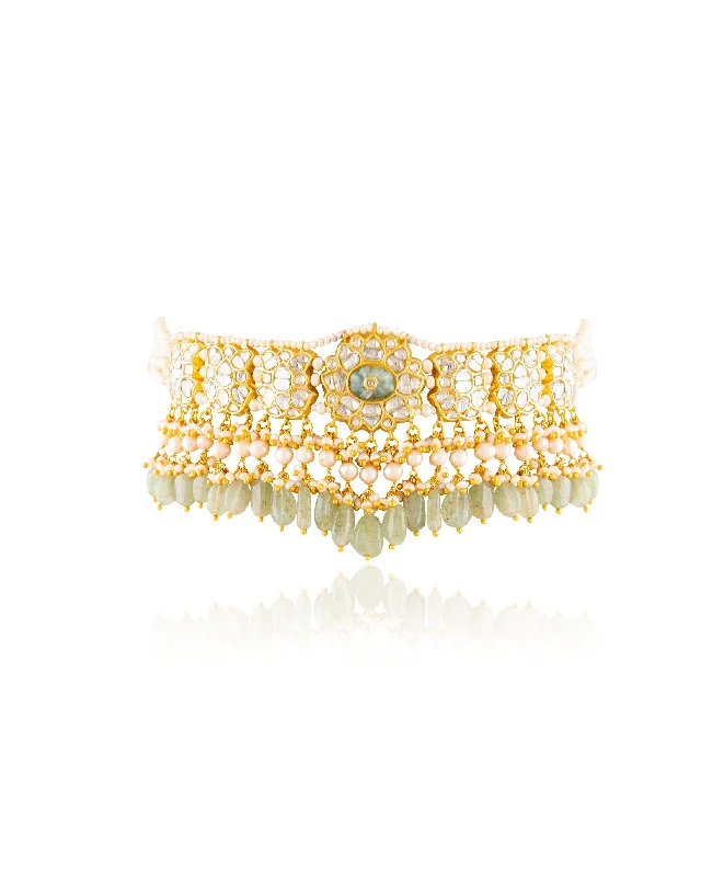 classic pearl bridal earrings Nishtha Polki Choker