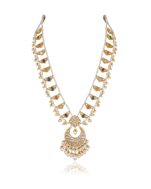 gold and turquoise statement ring Niyati Polki Long Necklace