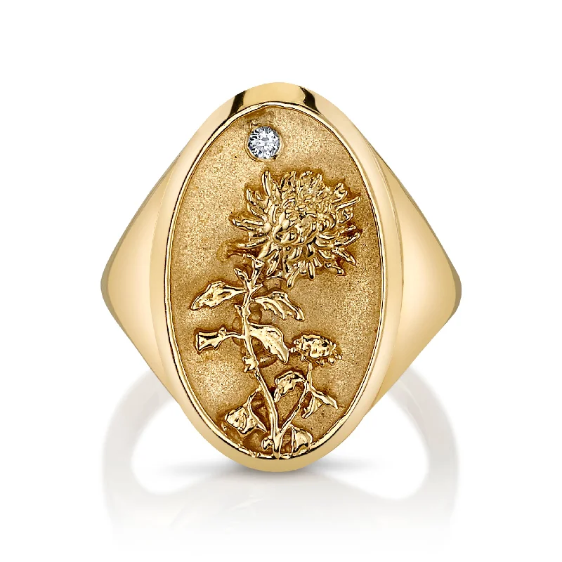 NOVEMBER BIRTH FLOWER SIGNET RING