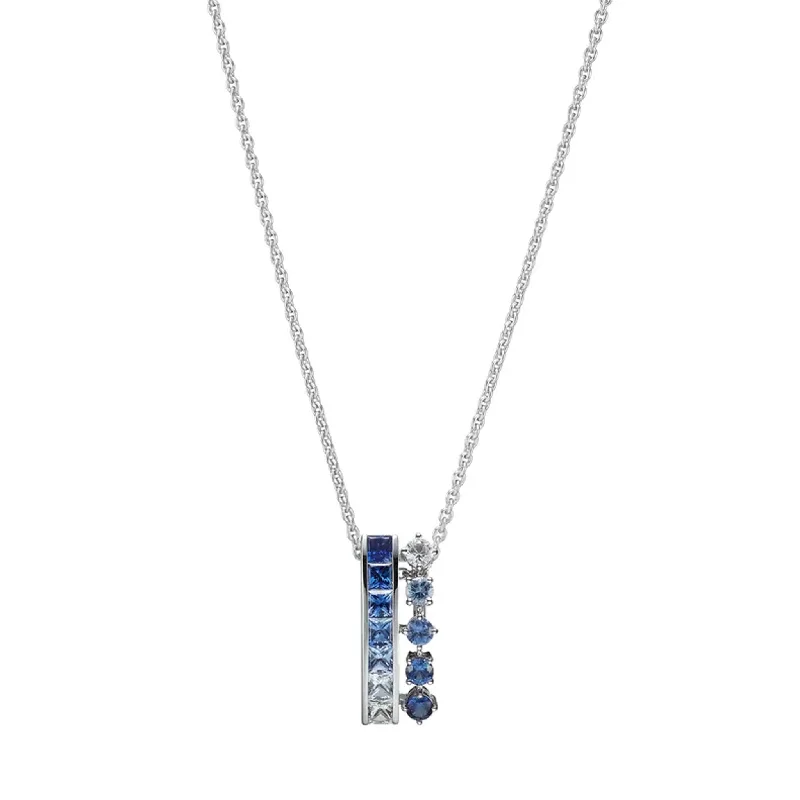 black opal engagement ring Ocean Collection Sapphire Pendant in 18K White Gold