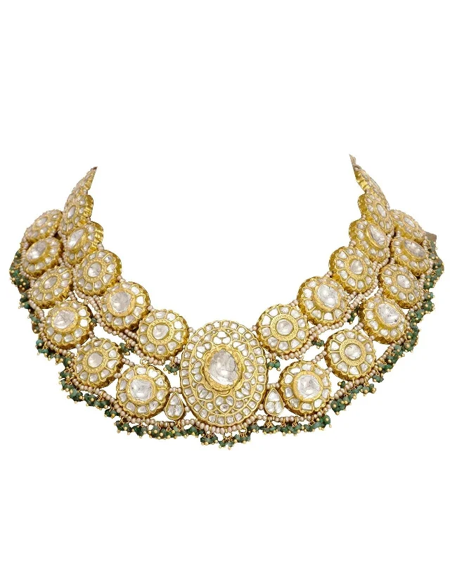 minimalist sapphire drop necklace Ojal Polki Long Necklace