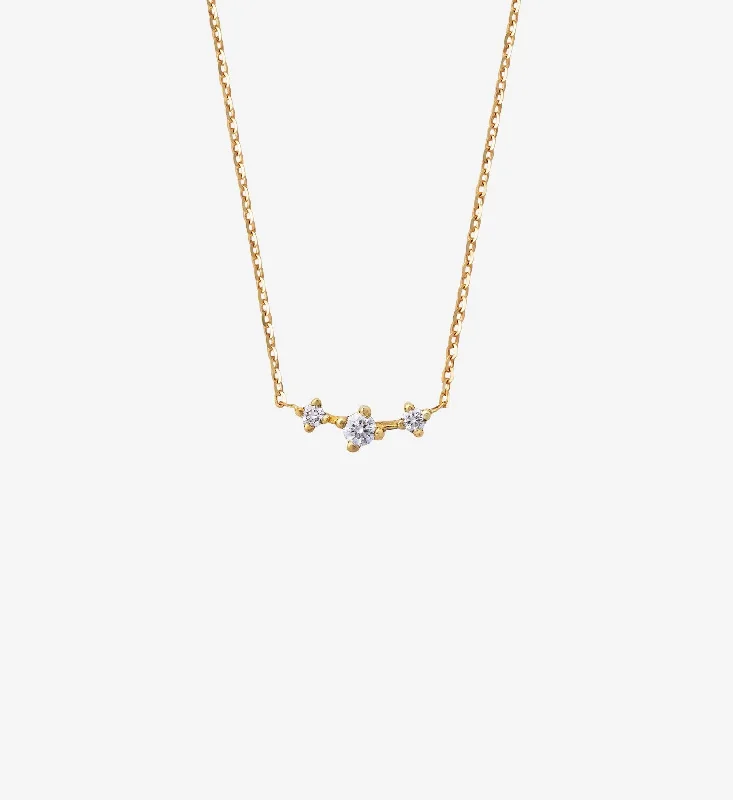 personalized couple rings Trio Diamond Necklace 0.09 in 14K Yellow Gold