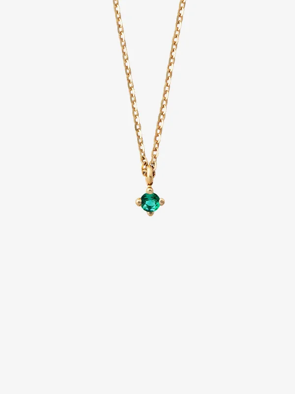 small diamond cross pendant Emerald Drop 0.05 14K Gold Necklace w. Emerald