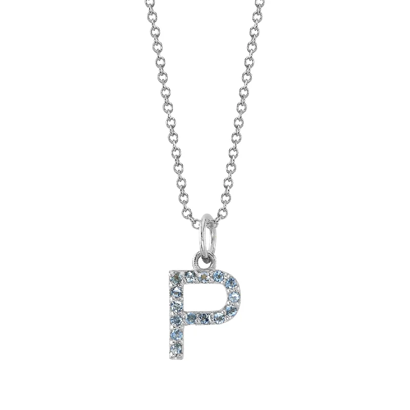 P Initial Birthstone Charm Necklace