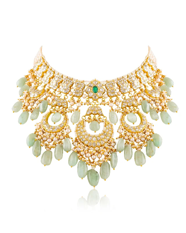 vintage crystal chandelier earrings Pallavi Polki Necklace