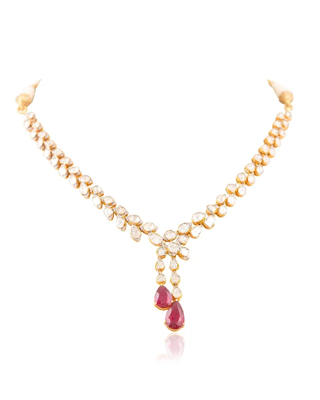 classic cubic zirconia pendant Parinita Polki And Diamond Necklace