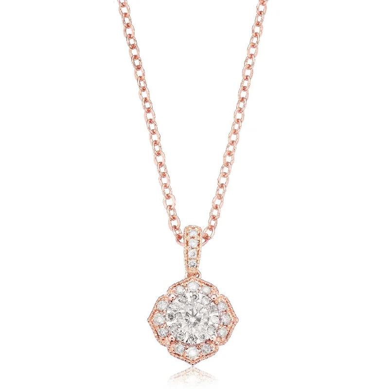 boho pearl charm bracelet Paris 14ct Rose Gold with Round Brilliant Cut 1/2 CARAT tw of Diamond Pendant