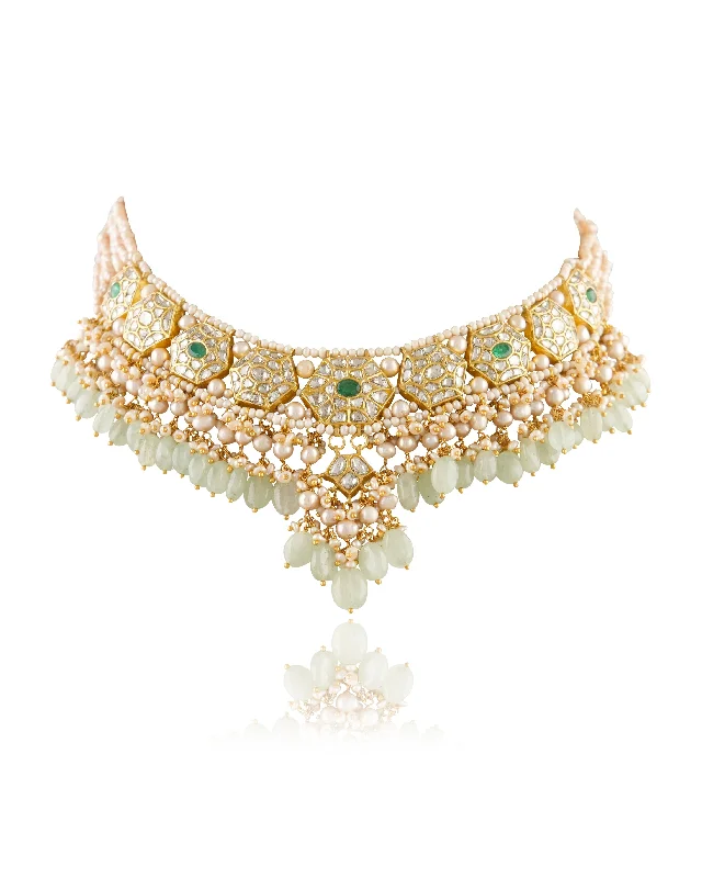 handmade wire-wrapped gemstone ring Paurno Polki Necklace