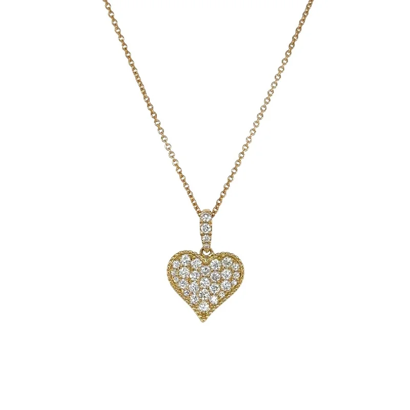 personalized couples ring engraved Pave Heart Pendant With Diamonds