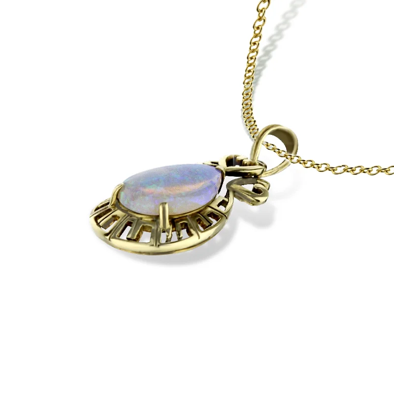 butterfly charm bracelet delicate Pear Shaped Opal Pendant
