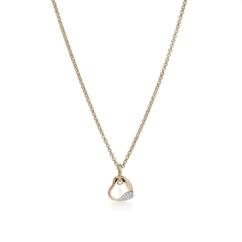 vintage art deco sapphire ring Pebble Heart Necklace, Gold, Diamonds, Small