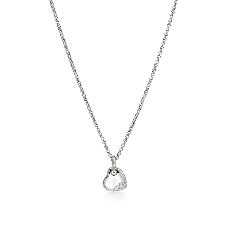 white opal engagement ring Pebble Heart Necklace, Silver, Diamonds, Small