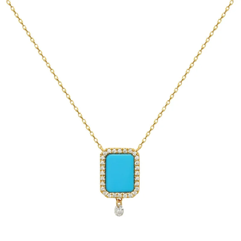 gemstone infinity bracelet Collier Semi Precious 18K Gold or Whitegold Necklace w. Turquoise & Diamonds
