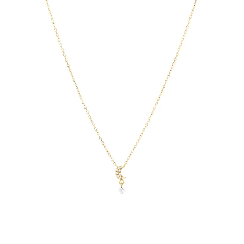 moissanite engagement ring affordable Pavé Symbols Moon 18K Gold, Whitegold or Rosegold Necklace w. Diamonds