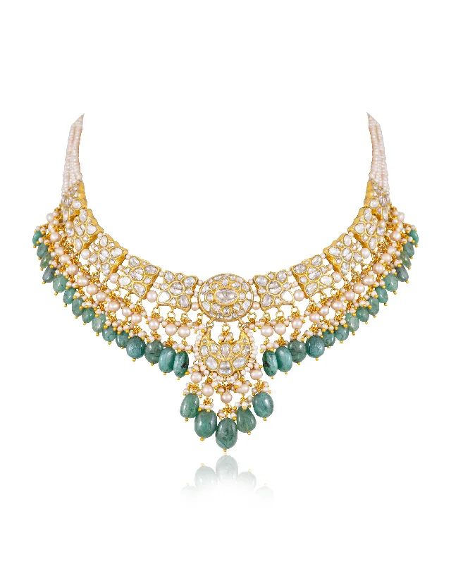 vintage rose gold engagement ring Phalak Polki Necklace