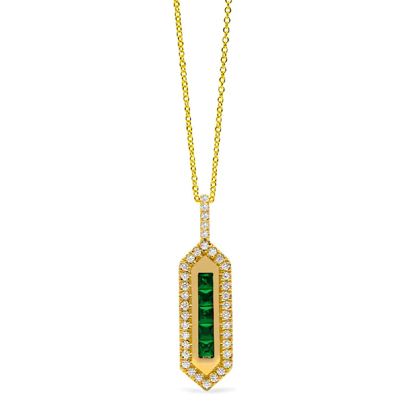 personalized name ring Pharaoh Emerald and Diamond Pendant
