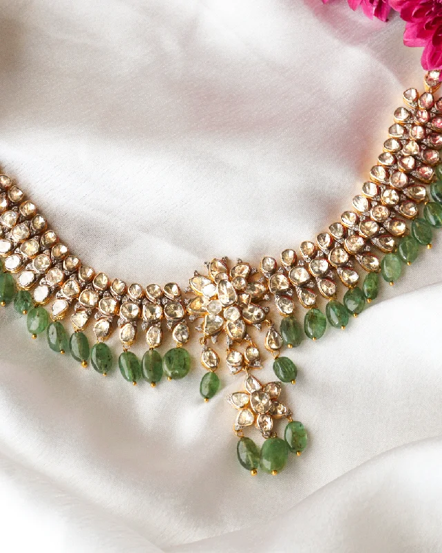 handmade clay bead earrings Prakurthi Polki And Diamond Choker