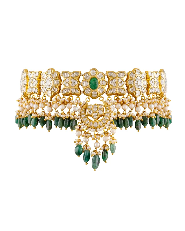 handcrafted crystal quartz ring Pratiksha Polki Choker