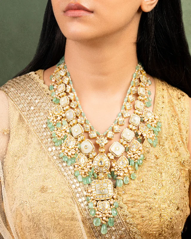 pearl and gold chain earrings Preet Polki Long Necklace