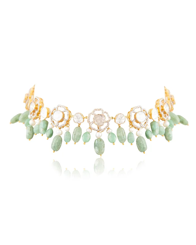 real zircon gemstone bracelet Priyal Polki And Diamond Choker
