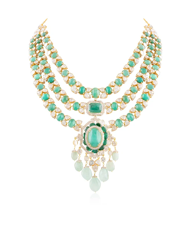 celestial moon and star necklace Priyansha Polki And Diamond Long Necklace