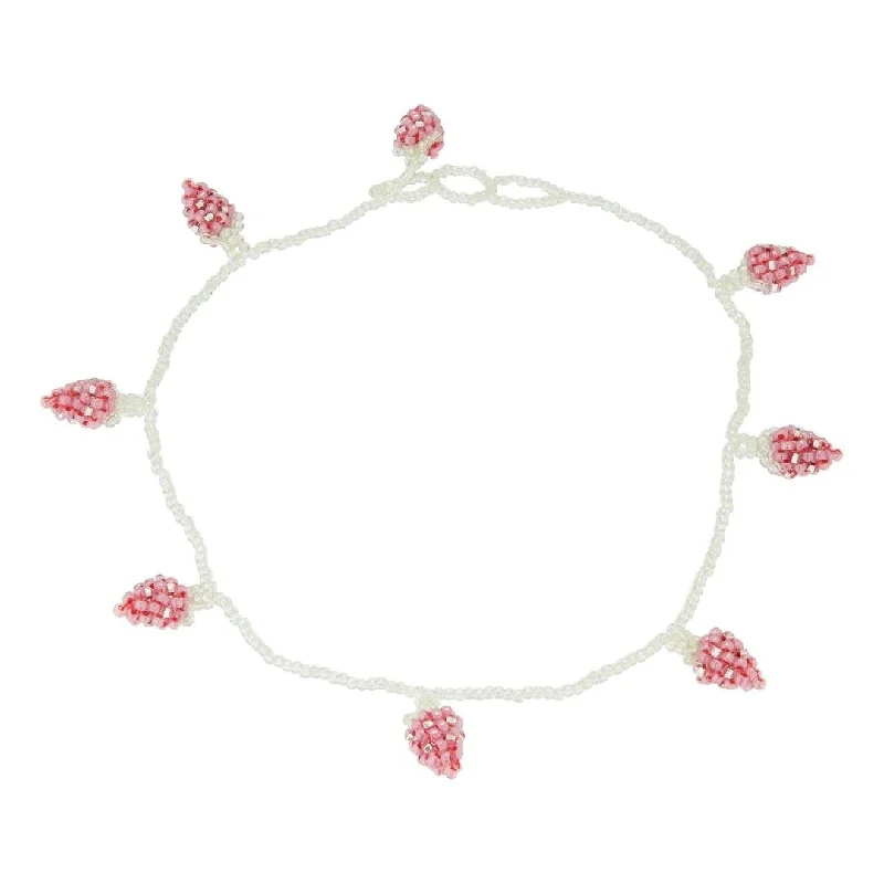 antique filigree wedding band Pale Strawberry Necklace Pink and Red Beads