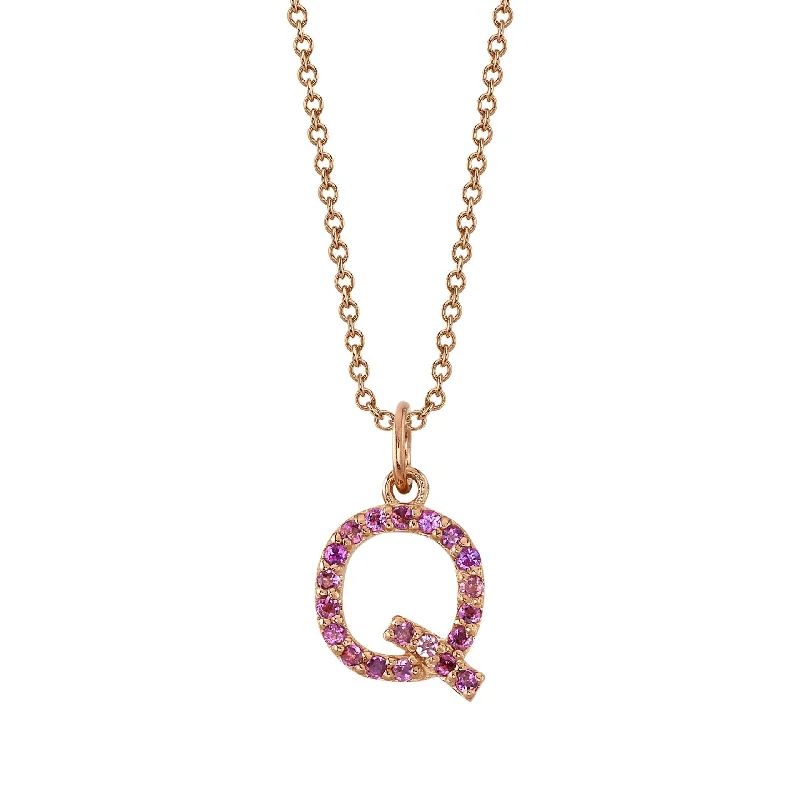 Q Initial Birthstone Charm Necklace