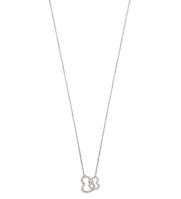 handcrafted raw crystal pendant Petite Double Wulu necklace in 18K white gold and rose gold with diamonds handcrafted raw crystal pendant Petite Double Wulu necklace in 18K white gold and rose gold with diamonds