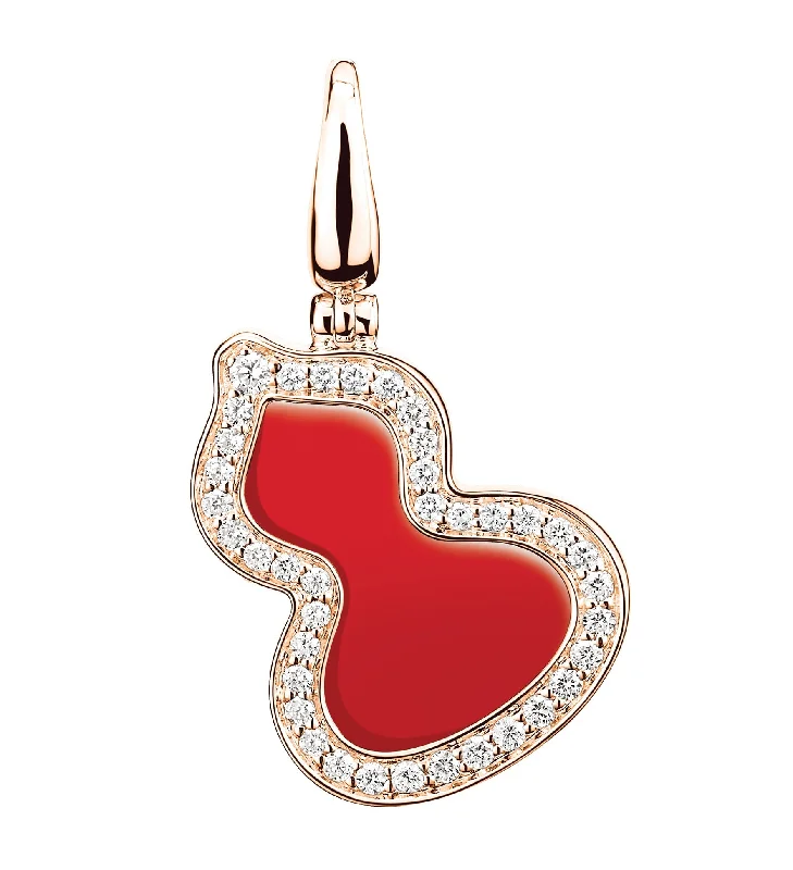celestial star ring gold Small Wulu pendant in 18K rose gold with diamonds and red agate