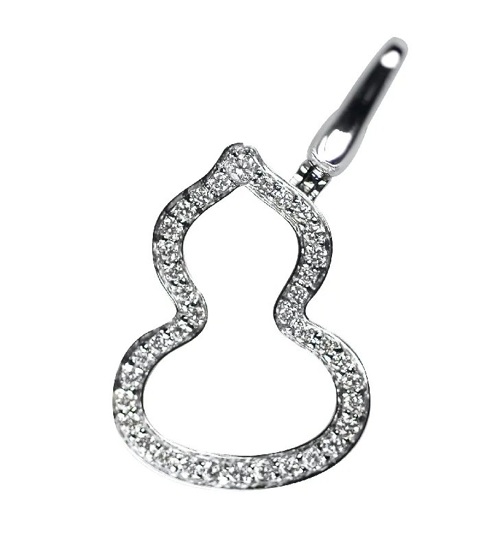 silver wave ring dainty Small Wulu pendant in 18K white gold with diamonds