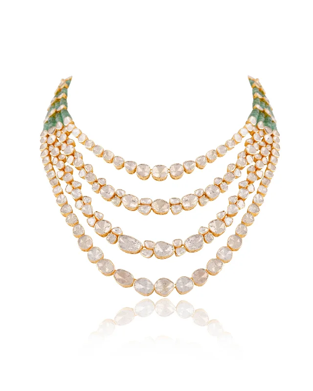 men’s silver wedding band Radha Polki And Diamond Long Necklace