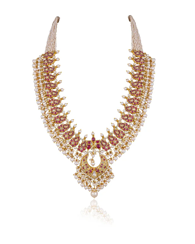 unique tribal silver ring Rahat Polki Long Necklace