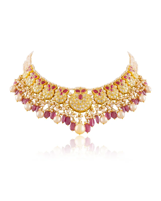 geometric diamond earrings gold Rahi Polki Necklace