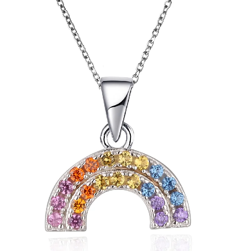 bold Cuban link bracelet men Rainbow Sterling Silver Necklace