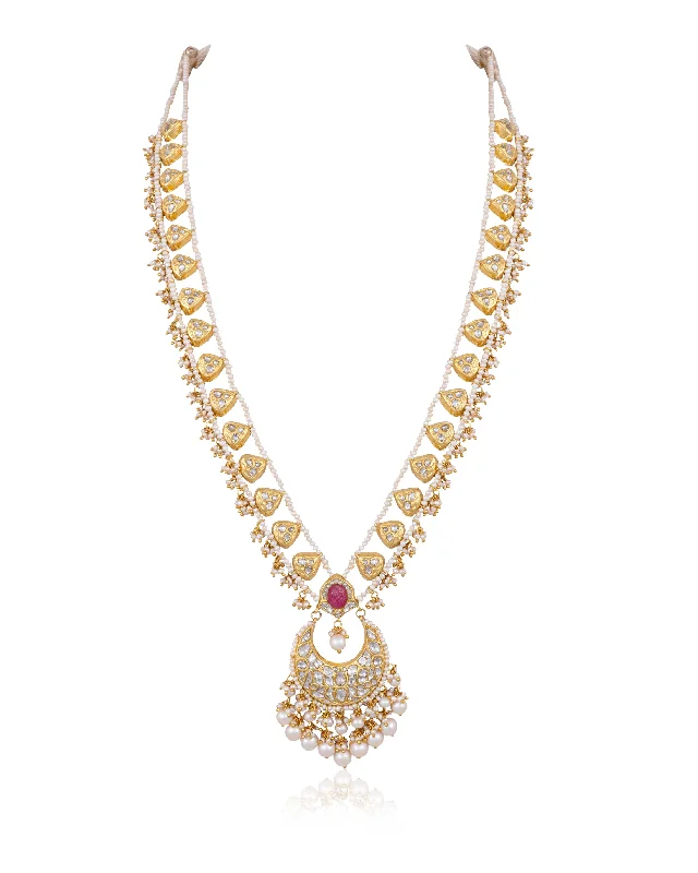 boho gemstone anklet Rasika Polki Long Necklace