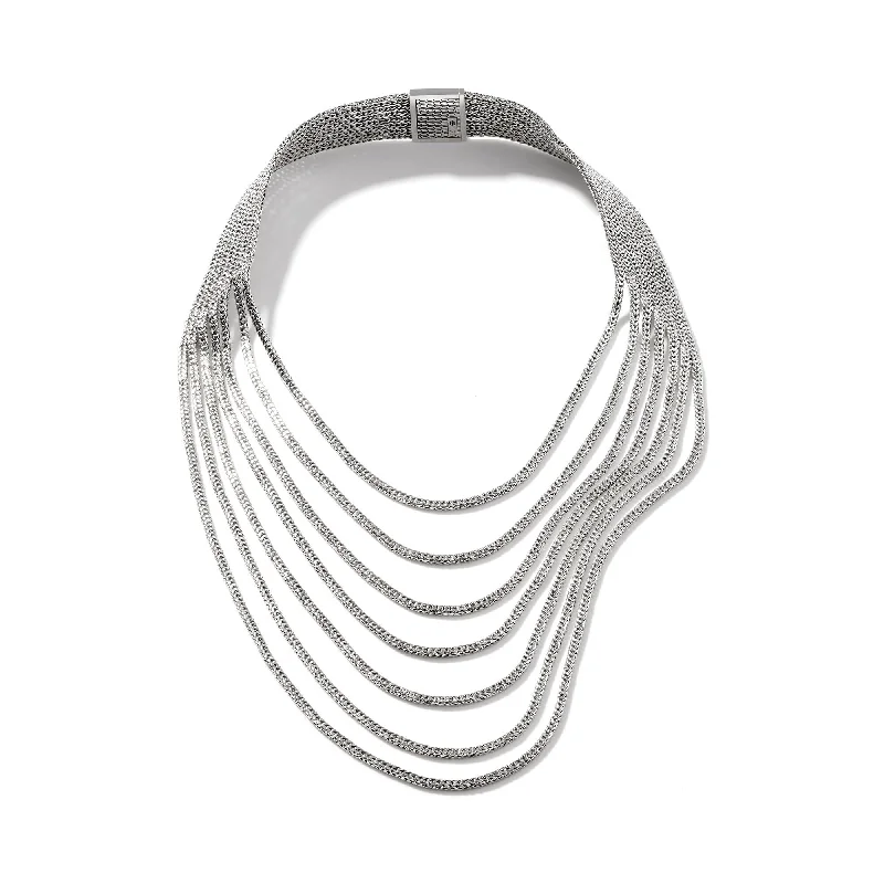 unique tribal silver ring Rata Chain Multi Row Necklace