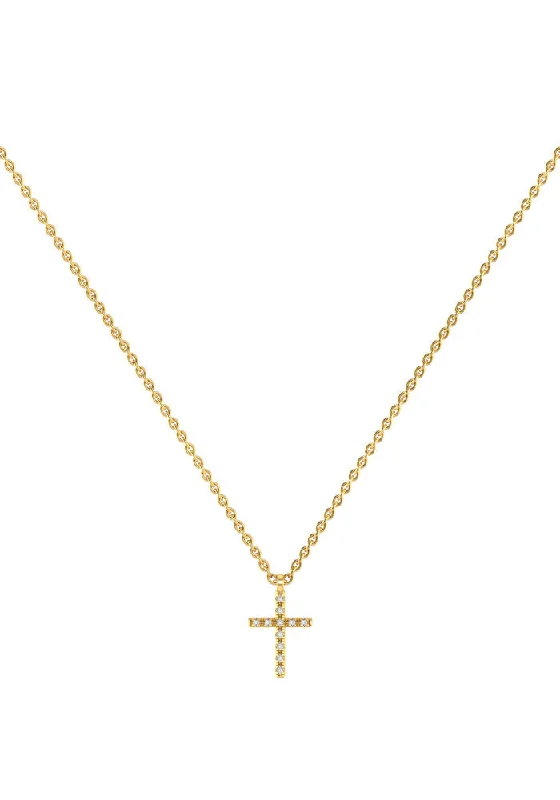 simple turquoise stud earrings Cross Necklace 18K Gold Necklace w. Lab-Grown Diamonds