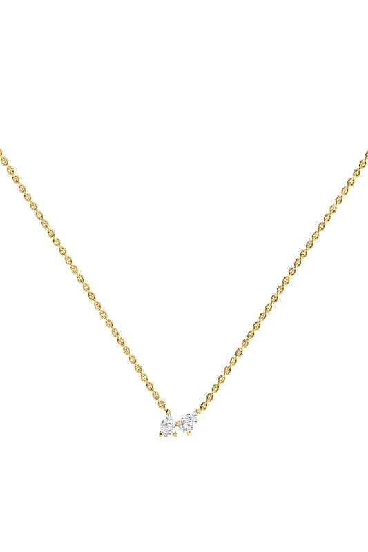 silver rope chain men Double Pear 18K Gold Necklace w. Lab-Grown Diamonds