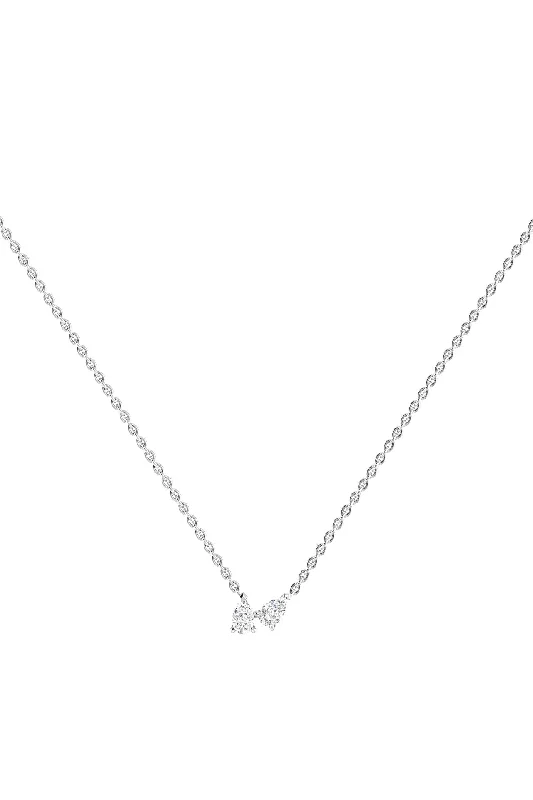 unique blue topaz ring Double Pear 18K White Gold Necklace w. Lab-Grown Diamonds